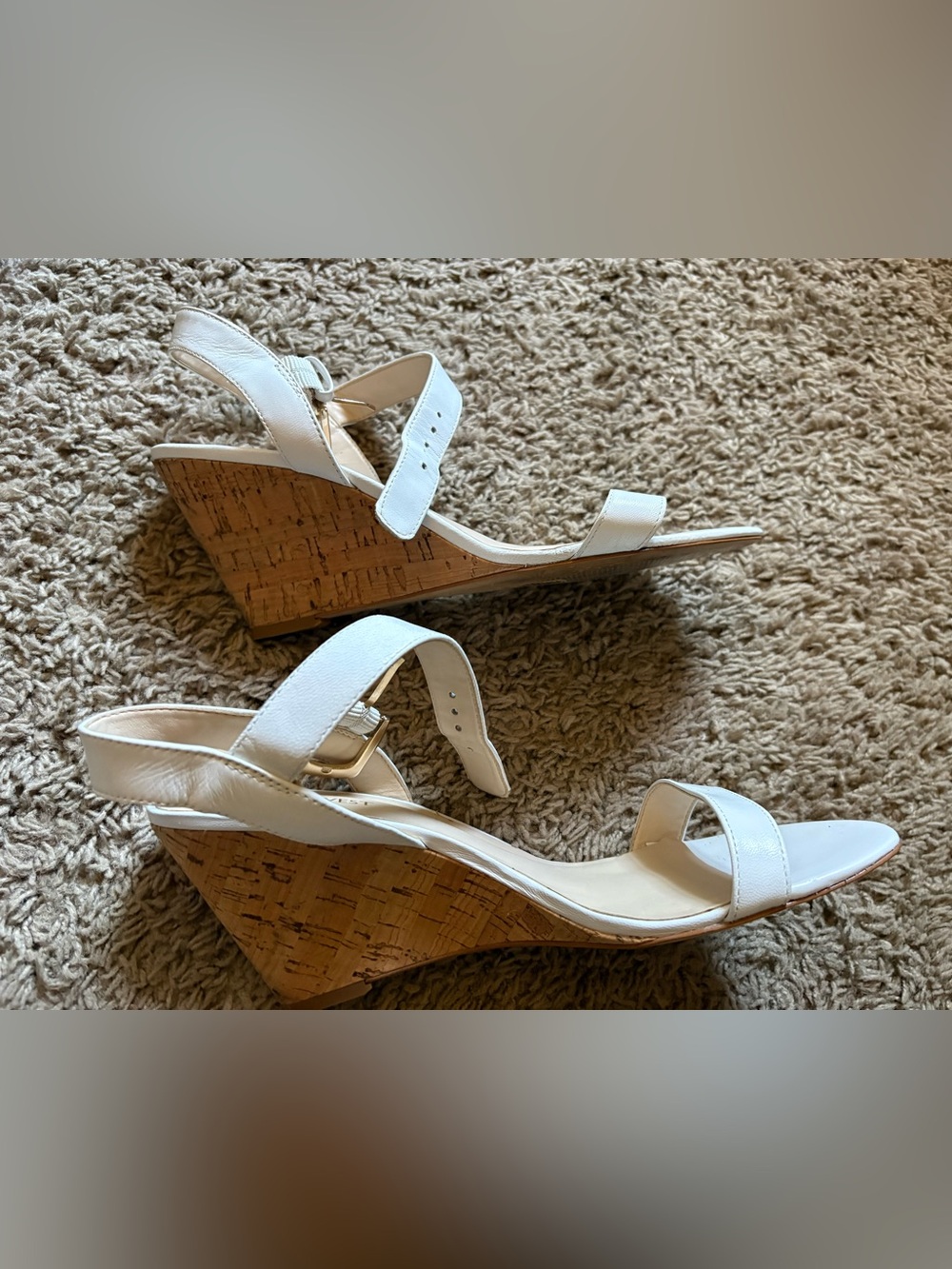 Nine West Kiani White Cork Wedge Sandals - Picture 2 of 9